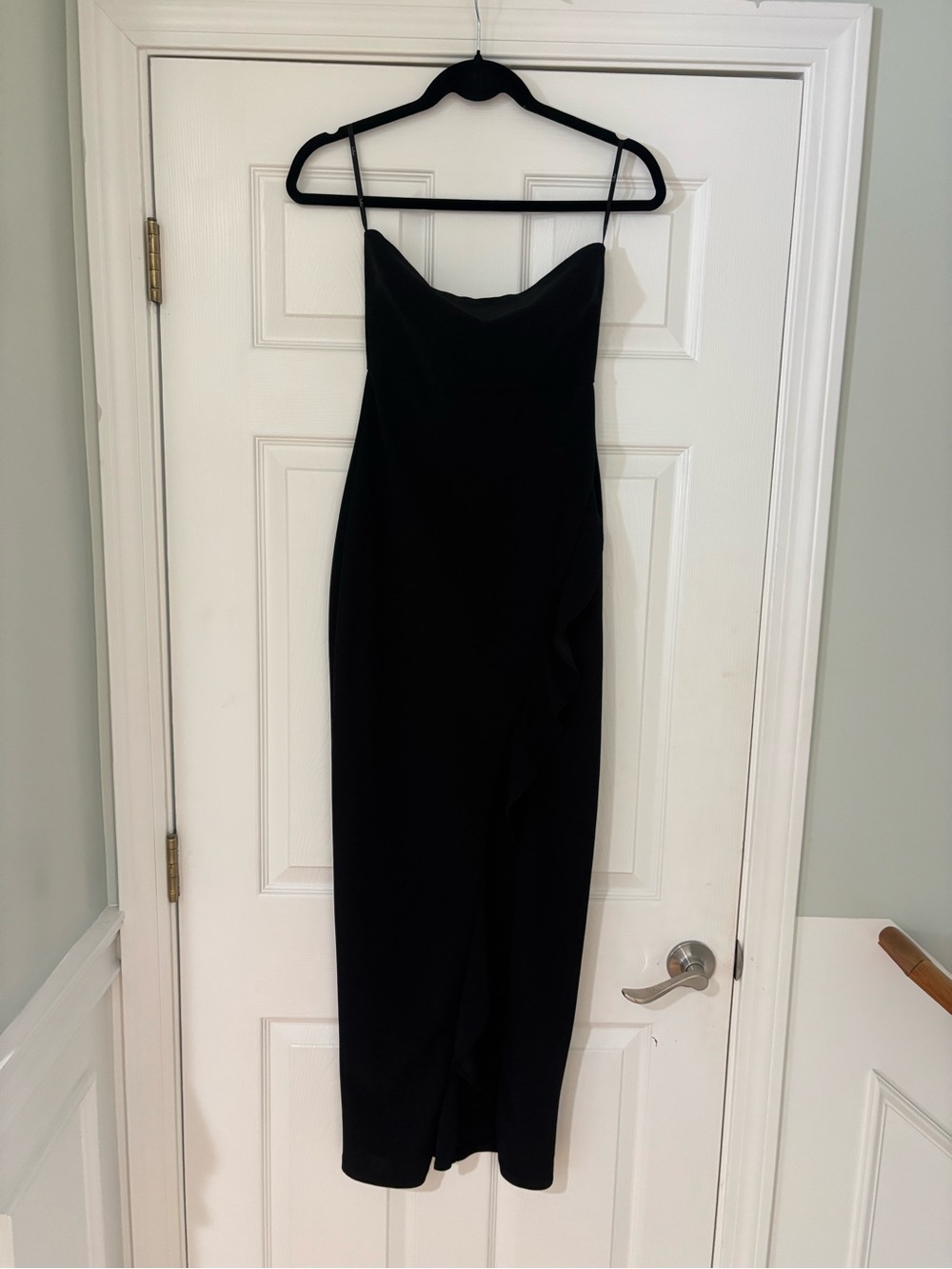 Lulu’s Classic Black Slip Dress with Ruffle